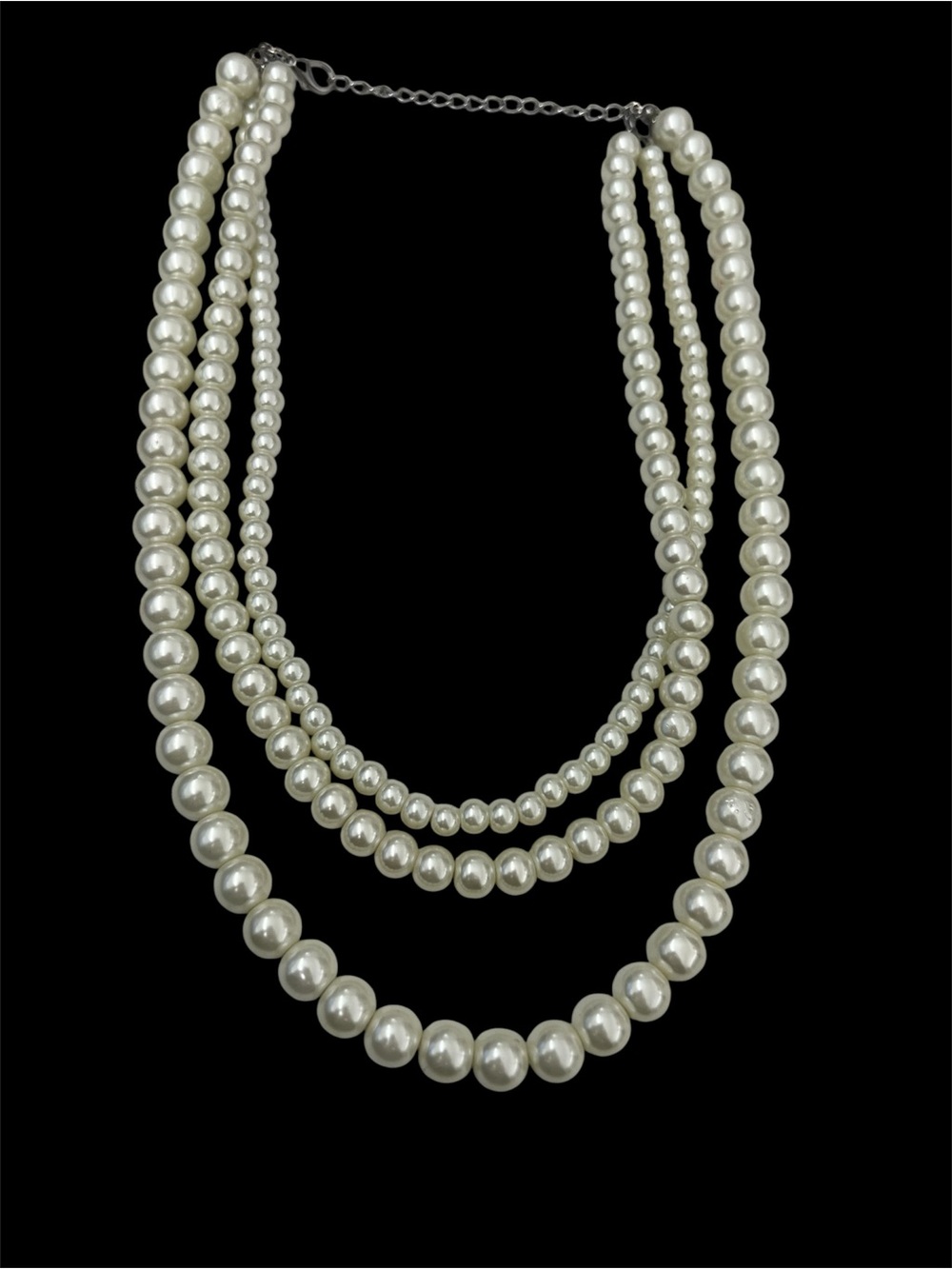 Classic Three-Strand Pearl Necklace - White